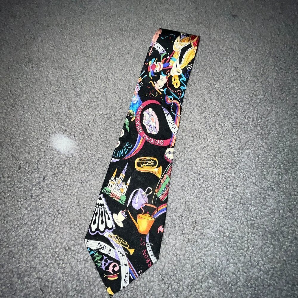 Vintage 1993 Limited Edition NICOLE MILLER MARDI GRAS 100% Silk Hand Sewn Tie